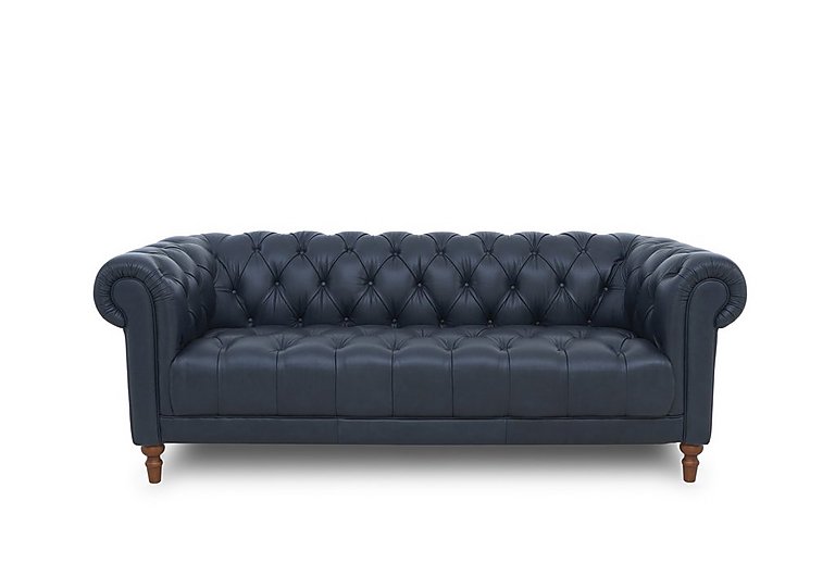 Columbus Leather 3 Seater Sofa with Wooden Feet