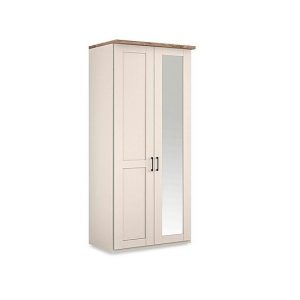 Wiemann  Adeline 2 Door Hinged Wardrobe with Right Hand Mirror  Champagne | Bed Sava