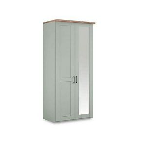 Wiemann  Adeline 2 Door Hinged Wardrobe with Right Hand Mirror  Sage | Bed Sava