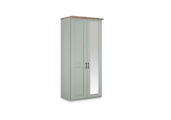 Wiemann  Adeline 2 Door Hinged Wardrobe with Right Hand Mirror  Sage | Bed Sava