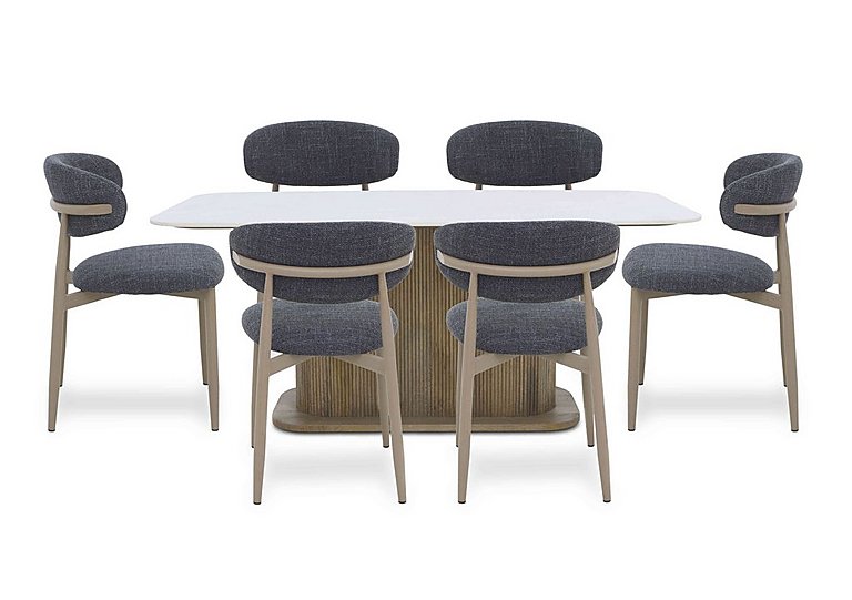 Aimar Rectangular Dining Table and 6 Open Back Chairs - Dark Grey