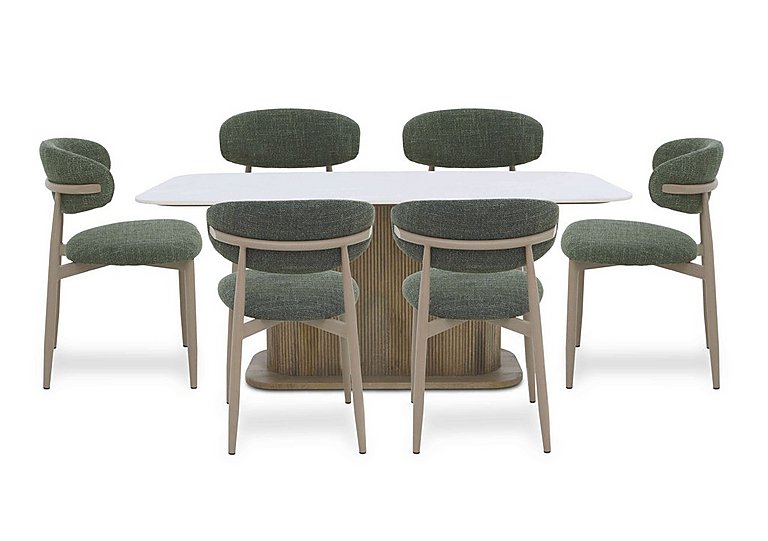 Aimar Rectangular Dining Table and 6 Open Back Chairs - Green