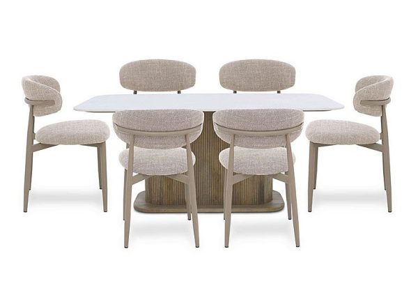 Aimar Rectangular Dining Table and 6 Open Back Chairs | Bed Sava