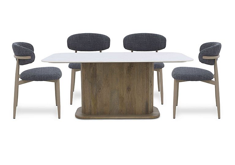 Aimar Rectangular Dining Table and 4 Open Back Chairs - Dark Grey