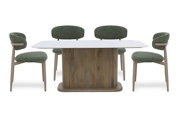 Aimar Rectangular Dining Table and 4 Open Back Chairs - Green