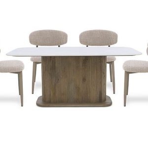 Aimar Rectangular Dining Table and 4 Open Back Chairs | Bed Sava
