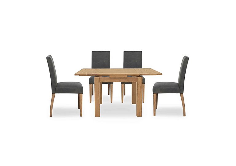 Augusta Draw Leaf Extending Dining Table and 4 Cowboy Upholstered Chairs - Grey