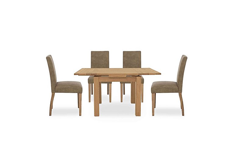 Augusta Draw Leaf Extending Dining Table and 4 Cowboy Upholstered Chairs - Taupe