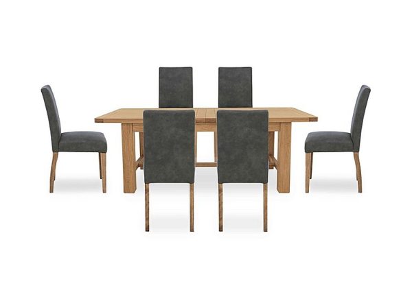 Augusta Large Rectangular Extending Dining Table and 6 Cowboy Upholstered Chairs  Grey | Bed Sava