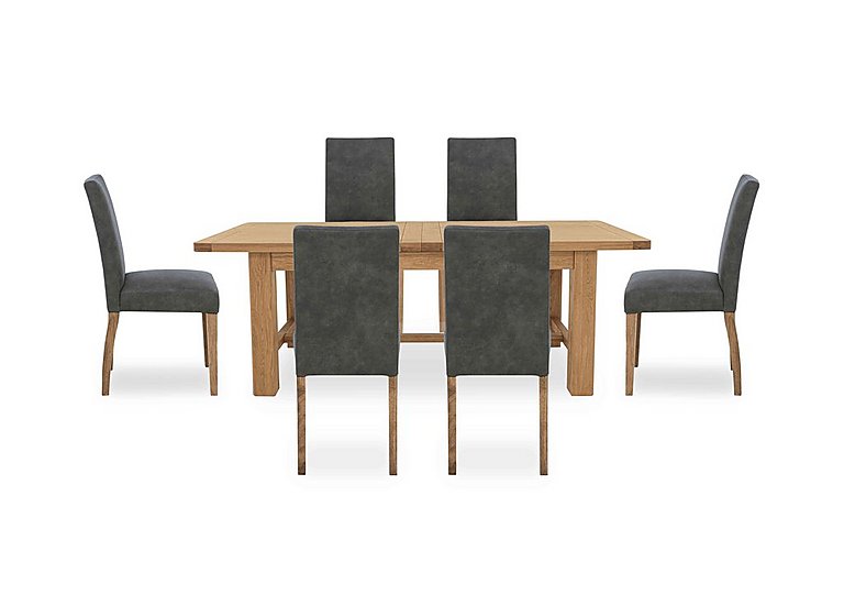 Augusta Large Rectangular Extending Dining Table and 6 Cowboy Upholstered Chairs - Grey