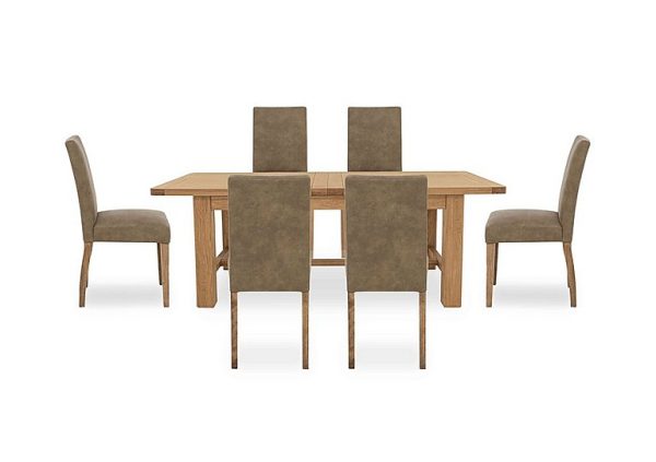 Augusta Large Rectangular Extending Dining Table and 6 Cowboy Upholstered Chairs  Taupe | Bed Sava