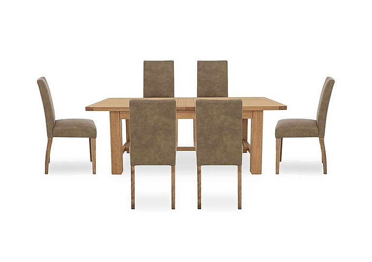 Augusta Large Rectangular Extending Dining Table and 6 Cowboy Upholstered Chairs - Taupe