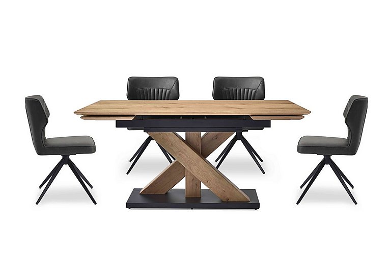 Aydin Large Extending Dining Table with 4 Swivel Chairs - Dark Grey
