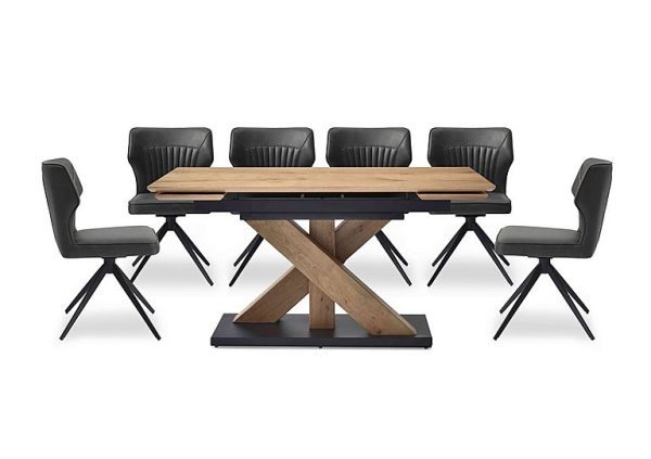 Aydin Small Extending Dining Table with 6 Swivel Chairs  Dark Grey | Bed Sava
