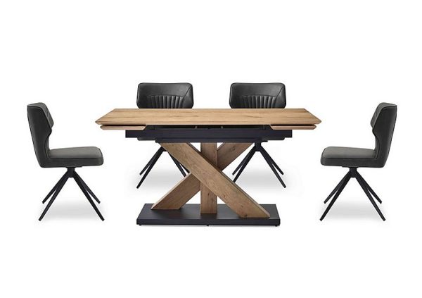Aydin Small Extending Dining Table with 4 Swivel Chairs  Dark Grey | Bed Sava