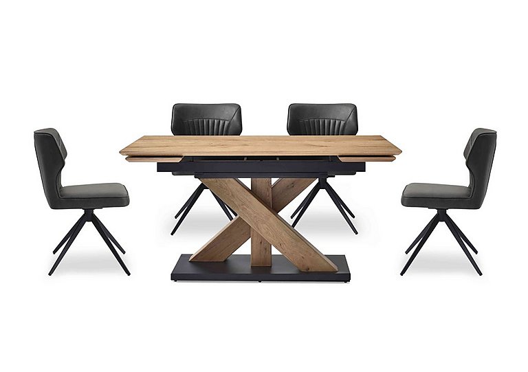 Aydin Small Extending Dining Table with 4 Swivel Chairs - Dark Grey