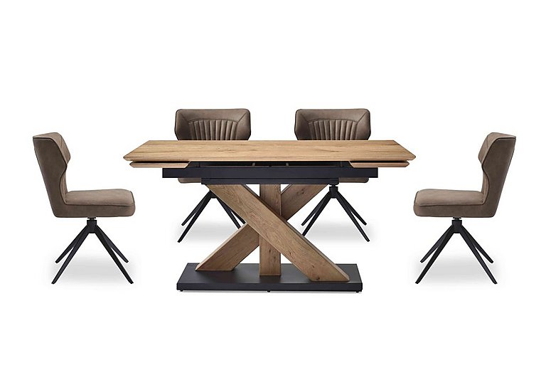 Aydin Small Extending Dining Table with 4 Swivel Chairs - Light Brown