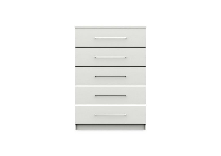 London Bedrooms - Castle 5 Drawer Chest - Frost