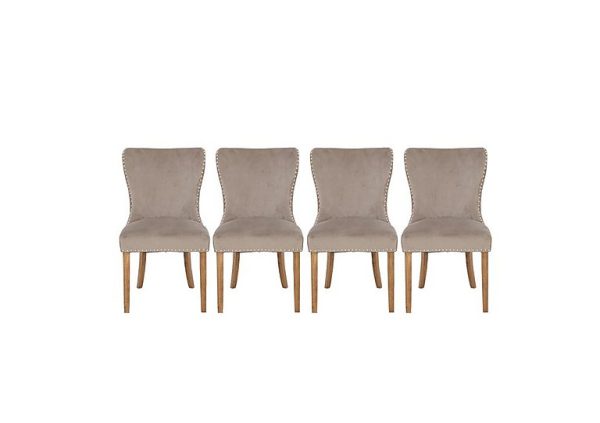 Chennai Set of 4 Luxe Dining Chairs  Taupe | Bed Sava