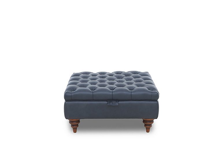 Columbus Leather Large Storage Footstool with Wooden Feet