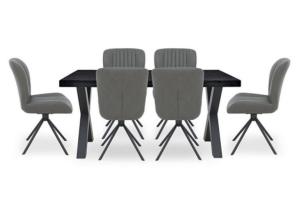 Bodahl  Compact Terra Straight Edge Dining Table with 6 Grey Swivel Chairs | Bed Sava