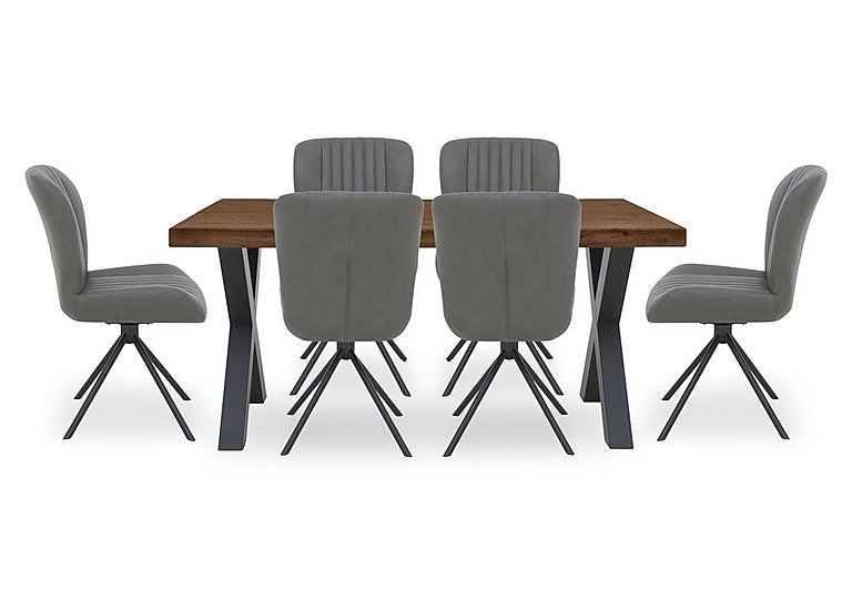 Bodahl - Compact Terra Straight Edge Dining Table with 6 Grey Swivel Chairs - Desert
