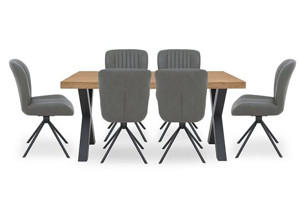 Bodahl  Compact Terra Straight Edge Dining Table with 6 Grey Swivel Chairs  Natura Bianca | Bed Sava