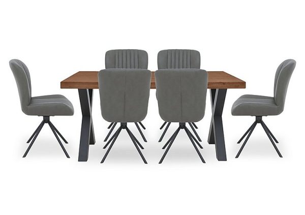Bodahl  Compact Terra Straight Edge Dining Table with 6 Grey Swivel Chairs  Old Bassano | Bed Sava