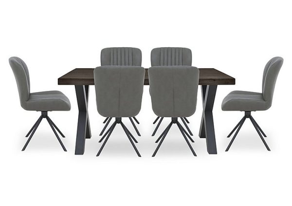 Bodahl  Compact Terra Straight Edge Dining Table with 6 Grey Swivel Chairs  Smoked | Bed Sava