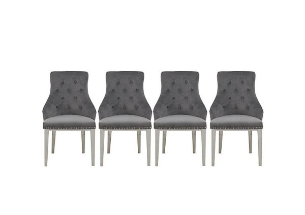 Dolce Set of 4 Button Back Dining Chairs  Silver | Bed Sava