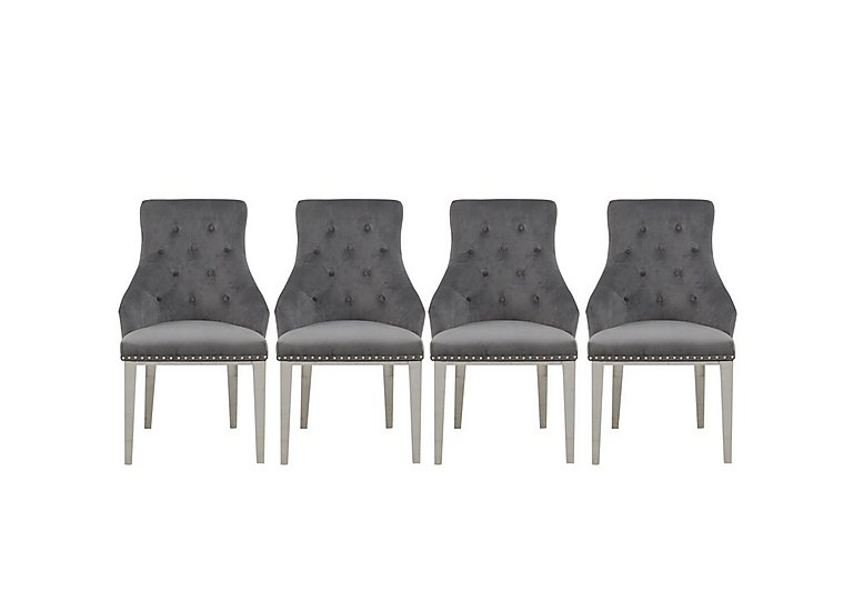 Dolce Set of 4 Button Back Dining Chairs - Silver