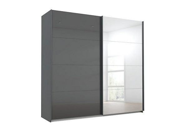 Rauch  Lima 226cm 2 Door Sliding Wardrobe with 1 Glass and 1 Mirror Door 210cm Tall | Bed Sava