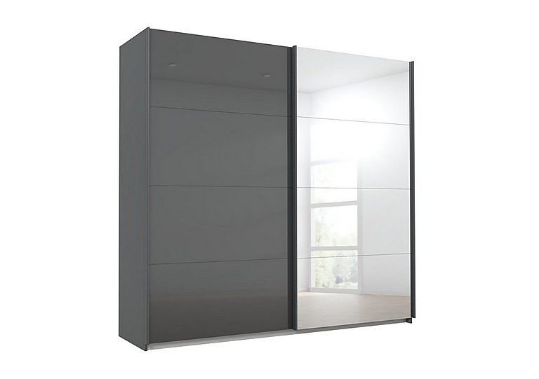 Rauch - Lima 226cm 2 Door Sliding Wardrobe with 1 Glass and 1 Mirror Door 210cm Tall