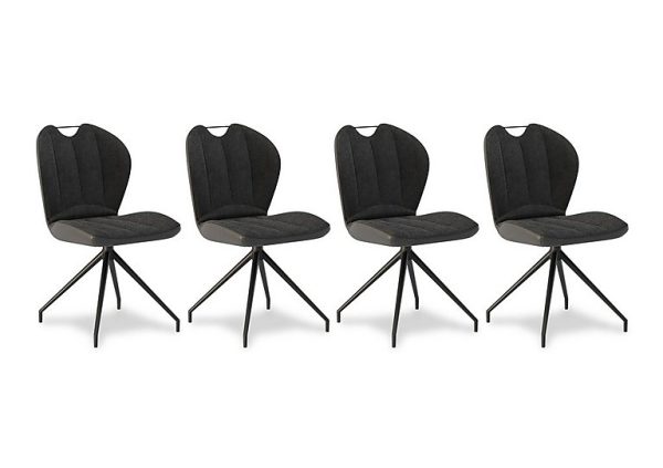 Raul Set of 4 Swivel Dining Chairs  Anthracite | Bed Sava