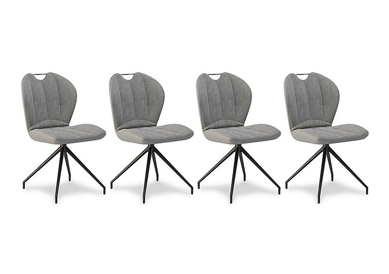 Raul Set of 4 Swivel Dining Chairs - Stone