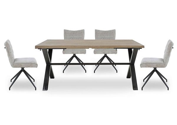 Saturn Large Straight Edge Dining Table and 4 Swivel Chairs | Bed Sava