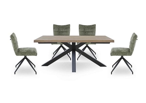 Saturn Large Live Edge Dining Table and 4 Swivel Chairs  Green | Bed Sava