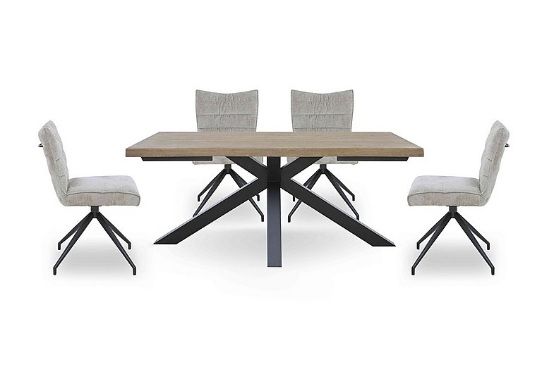 Saturn Large Live Edge Dining Table and 4 Swivel Chairs
