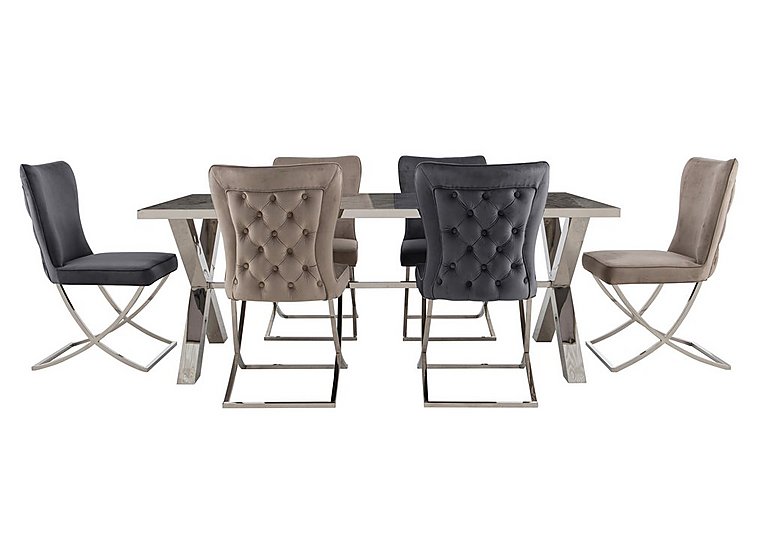 Vanquish Large Dining Table and 6 Chairs - Grey/Taupe