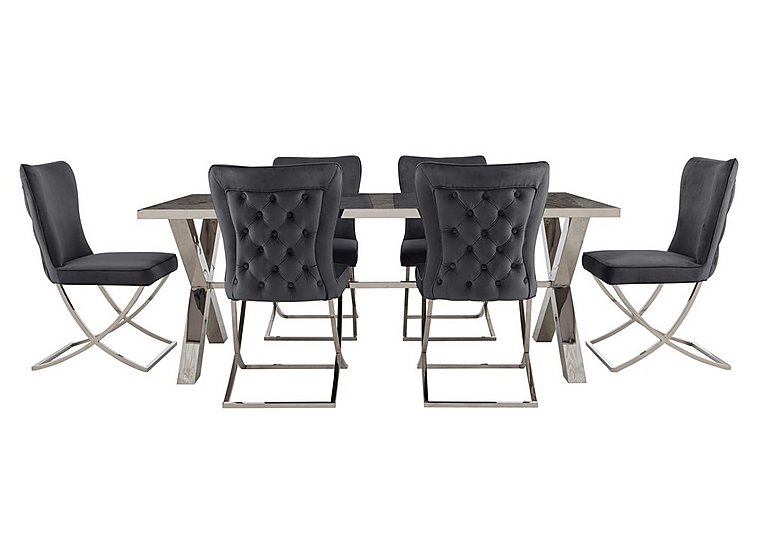 Vanquish Large Dining Table and 6 Chairs - Grey
