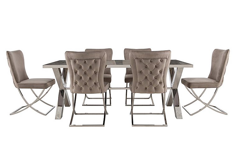 Vanquish Large Dining Table and 6 Chairs - Taupe