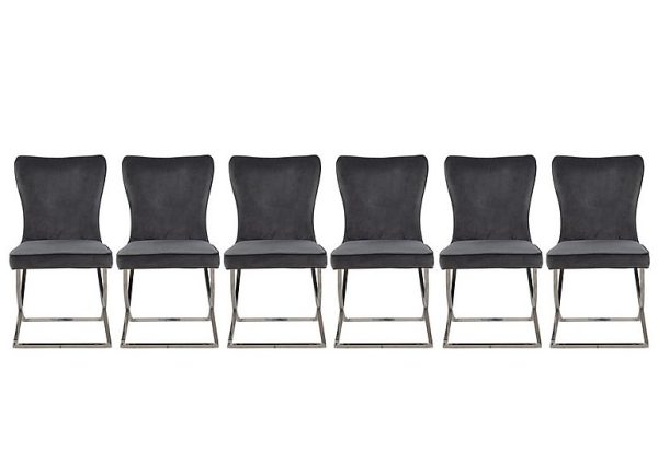 Vanquish Set of 6 Dining Chairs  Grey | Bed Sava