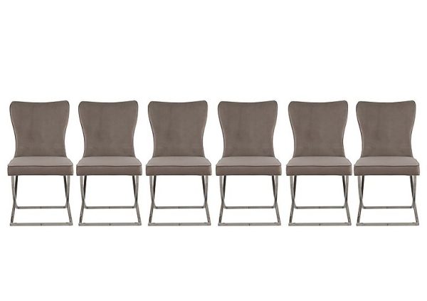 Vanquish Set of 6 Dining Chairs  Taupe | Bed Sava