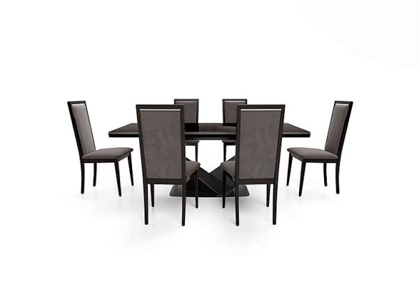 Vita Extending Dining Table and 6 Wooden Chairs with Plain Upholstered Backs  300 cm  Miraglio Granite | Bed Sava