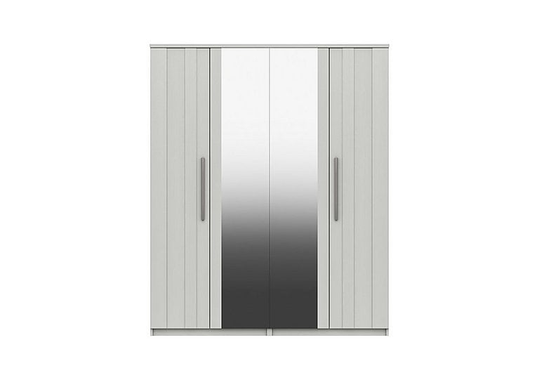 London Bedrooms  Victoria 4 Door Wardrobe with 2 Mirrors  White | Bed Sava