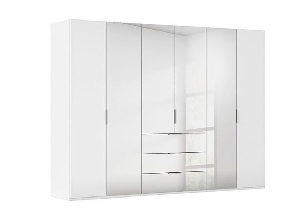 Rauch  Formes 6 Door Bifold Combi Wardrobe with 2 Glass Doors and 4 Mirror Doors  WhiteWhite Front | Bed Sava