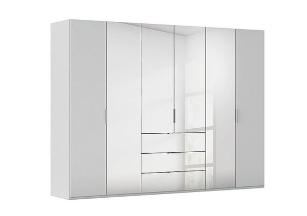 Rauch  Formes 6 Door Bifold Combi Wardrobe with 2 Glass Doors and 4 Mirror Doors  Silk GreySilk Grey Front | Bed Sava