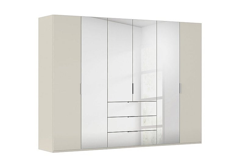 Rauch - Formes 6 Door Bifold Combi Wardrobe with 2 Glass Doors and 4 Mirror Doors