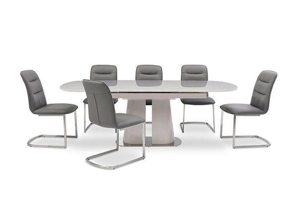 Cashmere Pop Up Extending Dining Table and 6 Chairs  180 cm  Charcoal | Bed Sava