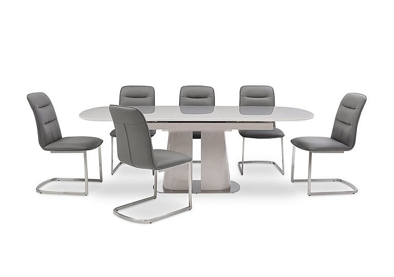 Cashmere Pop Up Extending Dining Table and 6 Chairs  180 cm  Charcoal | Bed Sava